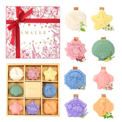 AMALEE Ocean Collection Scented Candle 8 Pack, Sea Breeze & Coastal Aroma Soy Wax Candle with Wooden Wick, Long-Lasting, Marine Home Decor Gift for Women Men