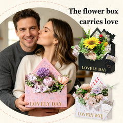 Amalee Pink Flower Bouquet Envelope Box Set | Luxury Floral Gift Packaging