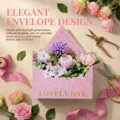 Amalee Pink Flower Bouquet Envelope Box Set | Luxury Floral Gift Packaging