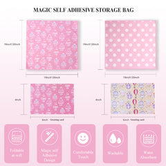 Amalee 2-Pack Pink Magic Fabric Gift Wrap Set - 19"x20" Reusable Gift Wrapping Cloth with 2 Greeting Cards & Ribbon, Washable Multi-Purpose Wrap for Gifts, Storage Bag & Protective Pouch