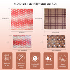 Amalee 2-Pack Brown Magic Fabric Gift Wrap Set - 19"x20" Reusable Gift Wrapping Cloth with 2 Greeting Cards & Ribbon, Washable Multi-Purpose Wrap for Gifts, Storage Bag & Protective Pouch