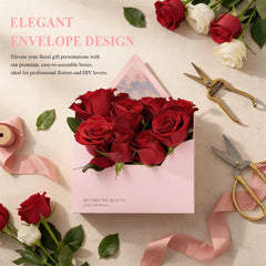 Amalee 10 Pack Pink Flower Bouquet Envelope Boxes with Greeting Cards, Premium Cardboard Floral Gift Boxes for Arrangements, Elegant Florist Packaging for Mother's Day, Valentine's, Anniversary