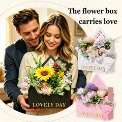Amalee Black Flower Bouquet Envelope Box Set | Luxury Floral Gift Packaging