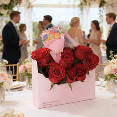 Amalee 10 Pack Pink Flower Bouquet Envelope Boxes with Greeting Cards, Premium Cardboard Floral Gift Boxes for Arrangements, Elegant Florist Packaging for Mother's Day, Valentine's, Anniversary