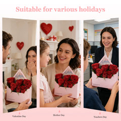 Amalee 10 Pack Pink Flower Bouquet Envelope Boxes with Greeting Cards, Premium Cardboard Floral Gift Boxes for Arrangements, Elegant Florist Packaging for Mother's Day, Valentine's, Anniversary