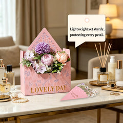 Amalee Pink Flower Bouquet Envelope Box Set | Luxury Floral Gift Packaging