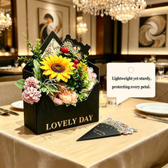 Amalee Black Flower Bouquet Envelope Box Set | Luxury Floral Gift Packaging