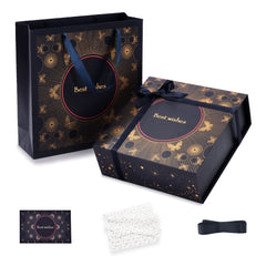 Amalee Large Blue Gift Box with Magnetic Lids 12x12x4 Inches Glue-Free Assembly Includes Ribbon, Greeting Card & Filler Paper for Wedding, Birthday, Christmas Gift Packaging