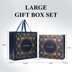 Amalee Large Blue Gift Box with Magnetic Lids 12x12x4 Inches Glue-Free Assembly Includes Ribbon, Greeting Card & Filler Paper for Wedding, Birthday, Christmas Gift Packaging