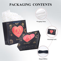 Amalee 12x12x4 Inch Large Gift Box with Magnetic Closure, Tool-Free & Glue-Free Assembly, Includes Ribbon, Card & Filler for Wedding, Birthday, Christmas Gift Packaging