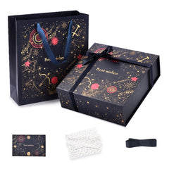 Amalee Gift Packaging Box, Large 12x12x4 Inches Blue with Magnetic Closure, Glue-Free Design for Easy Wrap, Includes Ribbon & Card for Wedding, Birthday, Christmas Gift Packaging All Occasion