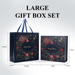 Amalee Gift Packaging Box, Large 12x12x4 Inches Blue with Magnetic Closure, Glue-Free Design for Easy Wrap, Includes Ribbon & Card for Wedding, Birthday, Christmas Gift Packaging All Occasion