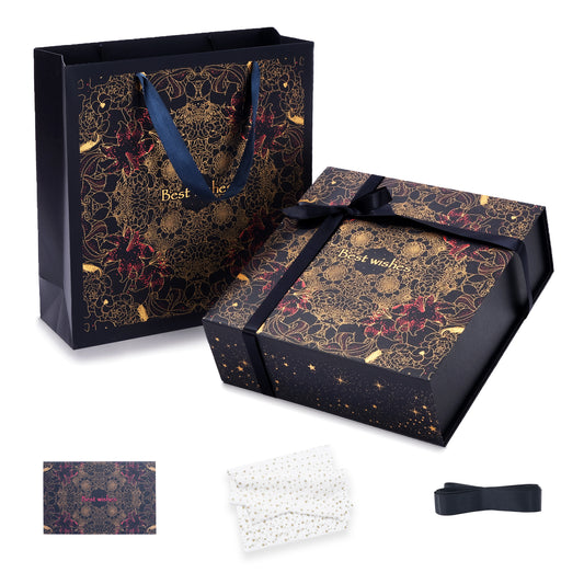 Amalee 12x12x4 Inch Large Gift Box, Blue Magnetic Closure Present Box, Glue-Free Setup, Complete with Ribbon, Greeting Card & Filler Paper for Wedding, Birthday, Christmas Gift Packaging