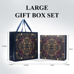 Amalee 12x12x4 Inch Large Gift Box, Blue Magnetic Closure Present Box, Glue-Free Setup, Complete with Ribbon, Greeting Card & Filler Paper for Wedding, Birthday, Christmas Gift Packaging