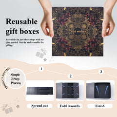 Amalee 12x12x4 Inch Large Gift Box, Blue Magnetic Closure Present Box, Glue-Free Setup, Complete with Ribbon, Greeting Card & Filler Paper for Wedding, Birthday, Christmas Gift Packaging