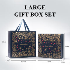 Amalee Large Gift Box with Magnetic Lid 12x12x4 Inches, Blue Present Packaging Box, No Glue Needed Tool-Free, Includes Ribbon Card Filler Paper for Wedding, Birthday, Christmas Gift Packaging