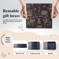 Amalee Luxury Wedding & Groomsmen Proposal Gift Box, Large Blue 12"x12"x4" with Magnetic Lid, Easy Glue-Free Setup, Includes Card & Ribbon for, Birthday, Christmas Gift Packaging