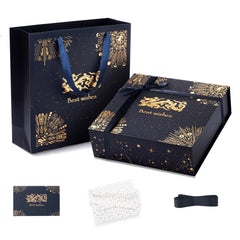 Amalee Sturdy & Luxury Large Gift Box, 12x12x4 Inches Deep Blue, Magnetic Snap Lid, Easy Fold Glue-Free Assembly, with Ribbon Card Filler for Wedding, Birthday, Christmas Gift Packaging