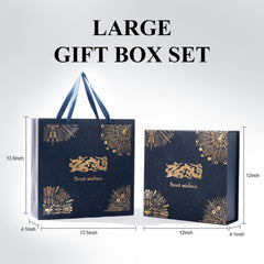 Amalee Sturdy & Luxury Large Gift Box, 12x12x4 Inches Deep Blue, Magnetic Snap Lid, Easy Fold Glue-Free Assembly, with Ribbon Card Filler for Wedding, Birthday, Christmas Gift Packaging