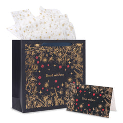 Amalee Blue Gift Bag 13.5x13.5x4.5 Inch with Handles, Includes Wrapping Paper & Greeting Card, Ideal for Birthday, Valentine's Day & Wedding Gifts