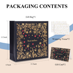 Amalee Blue Gift Bag 13.5x13.5x4.5 Inch with Handles, Includes Wrapping Paper & Greeting Card, Ideal for Birthday, Valentine's Day & Wedding Gifts