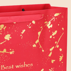 Amalee 13.5x13.5x4.5 Inch Red Gift Bag with Handles, Includes Wrapping Paper & Greeting Card, Ideal for Weddings, Christmas & Special Occasions