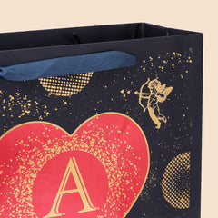 Amalee 13.5x13.5x4.5 Inch Blue Gift Bag with Handles, Includes Wrapping Paper & Greeting Card, Ideal for Weddings, Christmas & Special Occasions