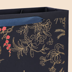 Amalee 13.5x13.5x4.5 Inch Blue Gift Bags with Handles, 2 Wrapping Paper Sheets & 1 Greeting Card, for Birthday, Baby Shower & Holiday Gifts