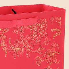 Amalee 13.5x13.5x4.5 Inch Red Gift Bags with Handles, 2 Wrapping Paper Sheets & 1 Greeting Card, for Birthday, Baby Shower & Holiday Gifts