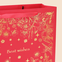 Amalee Red Gift Bag 13.5x13.5x4.5 Inch with Handles, Includes Wrapping Paper & Greeting Card, Ideal for Birthday, Valentine's Day & Wedding Gifts