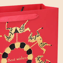 Amalee Red Gift Bag Set 13.5x13.5x4.5 Inch, Includes 2 Wrapping Paper & Greeting Card, for Weddings, Christmas & Birthday Parties