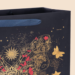 malee Large Blue Gift Bag with Handles (13.5x13.5x4.5 Inch), Set of Wrapping Paper & Greeting Card for Birthday, Wedding, Christmas & Baby Shower