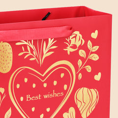 Amalee 13.5x13.5x4.5 Inch Red Gift Bag, Includes Wrapping Paper & Greeting Card, for Wedding, Birthday, Baby Shower, Christmas Gifts