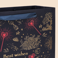 Amalee 13.5x13.5x4.5 Inch Blue Gift Bag with Handles, Includes 2 Wrapping Paper Sheets & 1 Greeting Card, Ideal for Birthday, Wedding, Christmas Gifts