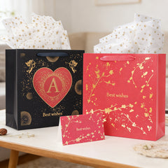 Amalee 13.5x13.5x4.5 Inch Red Gift Bag with Handles, Includes Wrapping Paper & Greeting Card, Ideal for Weddings, Christmas & Special Occasions