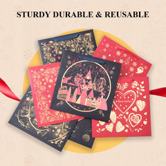 Amalee 13.5x13.5x4.5 Inch Large Blue Gift Bags with Handles, Includes Wrapping Paper & Greeting Card, Ideal for Wedding, Birthday & Christmas Giving