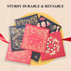 Amalee Red Gift Bag 13.5x13.5x4.5 Inch with Handles, Includes Wrapping Paper & Greeting Card, Ideal for Birthday, Valentine's Day & Wedding Gifts