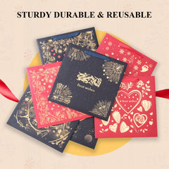 Amalee Large Blue Gift Bag 13.5x13.5x4.5 Inch with Handles, Includes Wrapping Paper & Greeting Card for Birthday, Baby Shower, Wedding & Christmas