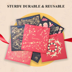 Amalee 13.5x13.5x4.5 Inch Red Gift Bag with Handles, Includes Wrapping Paper & Greeting Card, Ideal for Weddings, Christmas & Special Occasions