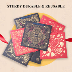 Amalee Extra-Large Blue Gift Bag 13.5x13.5x4.5 Inches, Includes 2 Sheets of Wrapping Paper & 1 Greeting Card, for Birthday, Wedding & Holiday Gifts