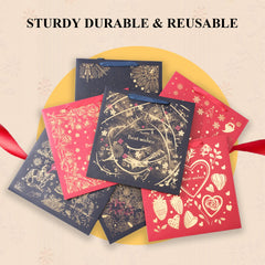 Amalee Large 13.5x13.5x4.5 Inch Blue Gift Bag with Handles, Includes 2 Wrapping Paper & Greeting Card for Valentine's Day, Birthday & Weddings