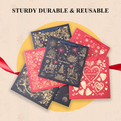 Amalee 13.5x13.5x4.5 Inch Blue Gift Bag with Handles, Includes 2 Wrapping Paper Sheets & 1 Greeting Card, Ideal for Birthday, Wedding, Christmas Gifts