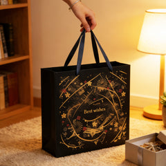 Amalee Large 13.5x13.5x4.5 Inch Blue Gift Bag with Handles, Includes 2 Wrapping Paper & Greeting Card for Valentine's Day, Birthday & Weddings