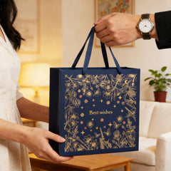 Amalee Blue Gift Bag 13.5x13.5x4.5 Inch with Handles, Includes Wrapping Paper & Greeting Card, Ideal for Birthday, Valentine's Day & Wedding Gifts