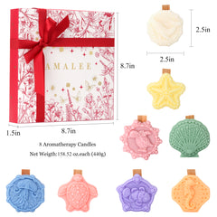 AMALEE Ocean Collection Scented Candle 8 Pack, Sea Breeze & Coastal Aroma Soy Wax Candle with Wooden Wick, Long-Lasting, Marine Home Decor Gift for Women Men