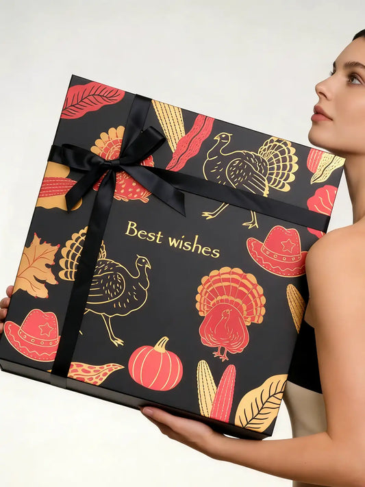 Amalee Christmas Birthday Gift Box, 12x12x4 Large Blue Present Box with Magnetic Closure & Glue-Free Design, Comes with Ribbon, Card, tissue paper