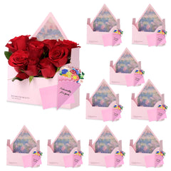 Amalee 10 Pack Pink Flower Bouquet Envelope Boxes with Greeting Cards, Premium Cardboard Floral Gift Boxes for Arrangements, Elegant Florist Packaging for Mother's Day, Valentine's, Anniversary