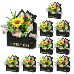 Amalee Black Flower Bouquet Envelope Box Set | Luxury Floral Gift Packaging