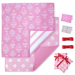 Amalee 2-Pack Pink Magic Fabric Gift Wrap Set - 19"x20" Reusable Gift Wrapping Cloth with 2 Greeting Cards & Ribbon, Washable Multi-Purpose Wrap for Gifts, Storage Bag & Protective Pouch