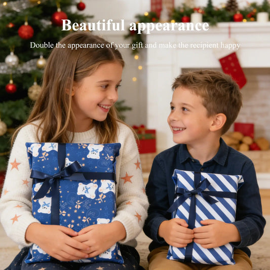 Amalee Blue Reusable Magic Wrapping Cloth 2-Pack | Eco-Friendly Gift Wrap